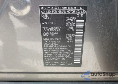 2016 Nissan Rogue S from USA, damaged, VIN KNMAT2MV0GP714449